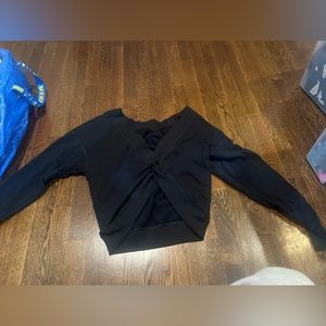 black open-back crewneck